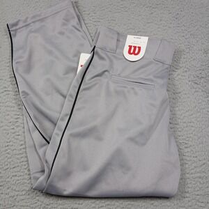 Wilson Baseball Pants Youth XL Gray Piped Double Knee Back Pocket 2-Snap WTA4232
